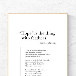 Hope is the thing with feathers by Emily Dickinson - Poesie Druckbares Poster, Sofort Download, Digitale Wandkunst, Moderner Druck, Gedicht Poster
