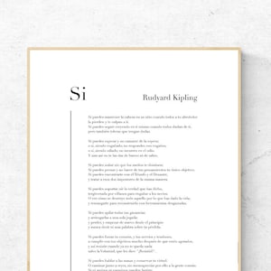 Si de Rudyard Kipling - Spanish Poetry Printable Poster, Literature Instant Download, Literary Home Decor, Poem Digital Wall Art
