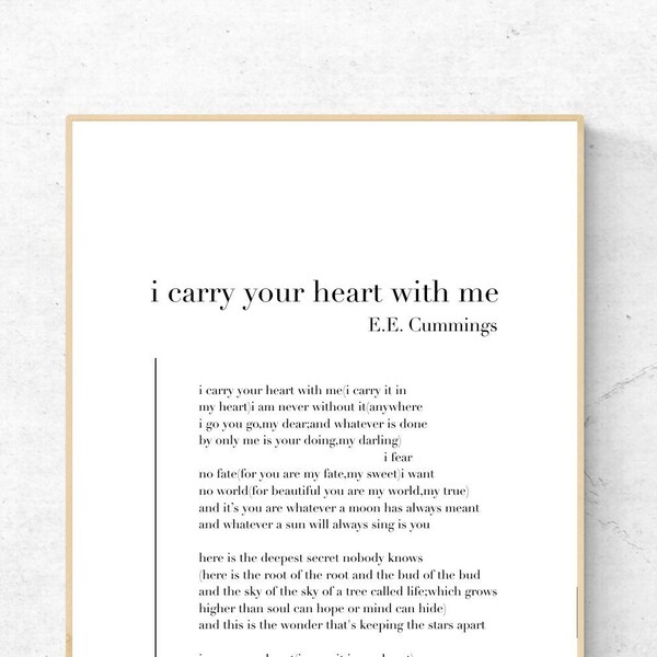 I Carry Your Heart Wall Art - Etsy
