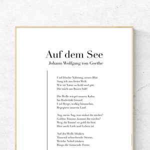Auf dem See von Johann Wolfgang von Goethe - impression d'art poésie, art mural littérature, impression physique poème, décoration moderne, aucun cadre inclus
