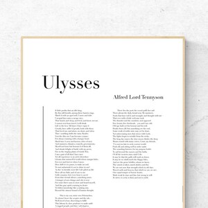 Ulysse par Alfred Lord Tennyson - impression d'art de poésie, art mural de littérature, impression physique de poème, aucun cadre inclus