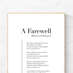 A Farewell by Alfred Lord Tennyson - Poetry Printable Poster, Instant Download, Home Decor, Modern Print, Poster Design
