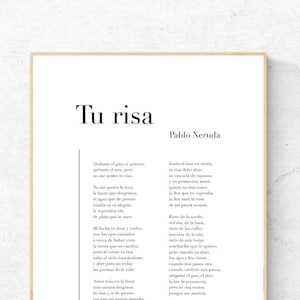 Tu risa de Pablo Neruda - Spanish Poetry Printable Poster, Instant Download, Home Decor, Digital Wall Art, Modern Print