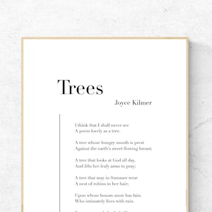 Trees by Joyce Kilmer - Poetry Printable Poster, Literature Instant Download, Literary Home Decor, Poem Digital Wall Art
