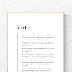 Maybe Love Wedding Vows - Speech Art Print, Romantic Wall Art, Poem Physical Print, Modern Home Decor, No Frame Included
