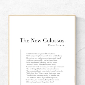 The New Colossus autorstwa Emmy Lazarus - Poezja Plakat do druku, Natychmiastowe pobieranie, Wystrój domu, Cyfrowa sztuka ścienna, Nowoczesny wydruk, Projekt plakatu