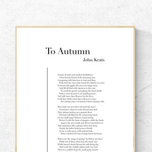 To Autumn por John Keats - Póster imprimible de poesía, Descarga instantánea, Arte de pared digital de otoño, Impresión moderna, Póster de poema de otoño
