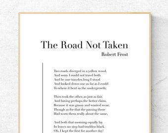 The Road Not Taken by Robert Frost - Poetry Printable Poster, Instant Download, Home Decor, Digital Wall Art, Modern Print, Poster Design