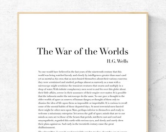 La guerra dei mondi di H.G. Wells - Prima pagina - Libro Stampato Poster, Letteratura Instant Download, Literary Home Decor