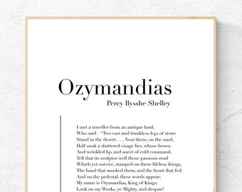 Ozymandias by Percy Bysshe Shelley - Poetry Printable Poster, Instant Download, Home Decor, Digital Wall Art, Modern Print, Poster Design