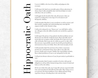 Hippocratic Oath - Medical Art Print, Physician Wall Art, Physical Print, Healing Modern Home Decor, No Frame Included