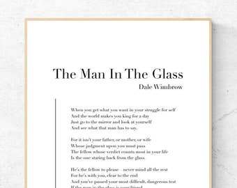 The Man In The Glass by Dale Wimbrow - Poetry Art Print, Literature Wall Art, Poem Physical Print, Modern Home Decor, No Frame Included