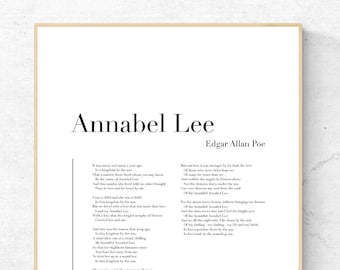 Annabel Lee by Edgar Allan Poe - Poetry Printable Poster, Literature Instant Download, Literary Home Decor, Poem Digital Wall Art