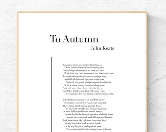 To Autumn by John Keats - Poetry Printable Poster, Instant Download, Fall Digital Wall Art, Modern Print, Autumn Poem Poster