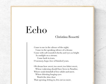 Echo by Christina Rossetti - Poetry Printable Poster, Literature Instant Download, Literary Home Decor, Poem Digital Wall Art