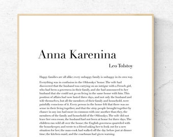 Anna Karenina by Leo Tolstoy - First Page - Book Printable Poster, Literature Instant Download, Literary Home Decor