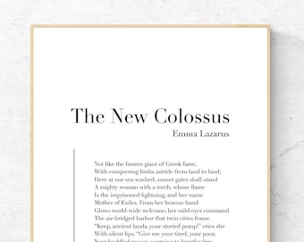 The New Colossus par Emma Lazarus - Poésie Affiche imprimable, Téléchargement instantané, Décoration intérieure, Art mural numérique, Impression moderne, Conception d’affiche