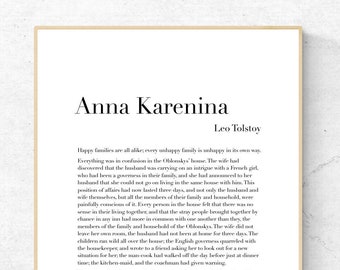 Anna Karenina de León Tolstói - Primera página - Lámina artística del libro, arte mural literario, impresión física, sin marco