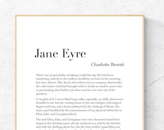Jane Eyre by Charlotte Brontë - First Page - Book Art Print, Literature Wall Art, Physical Print, No Frame Included