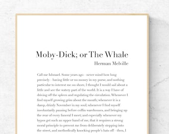 Moby Dick; or The Whale by Herman Melville - First Page - Book Art Print, Literature Wall Art, Physical Print, No Frame Included