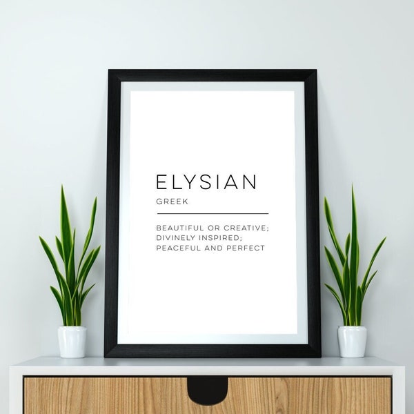 Elysian - Définition Art Print, Wall Art, Physical Print, Modern Home Decor, Word Poster Design, No Frame Included