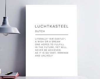 Luchtkasteel - Definition Art Print, Wall Art, Physical Print, Modern Home Decor, Word Poster Design, No Frame Included