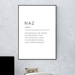 Naz - Definition Printable Poster, Instant Download, Definition Home Decor, Digital Wall Art, Modern Art Print, Word Poster Design