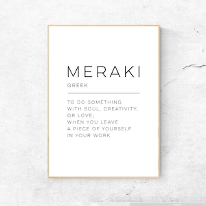 Meraki - Definition Art Print, Wall Art, Physical Print, Modern Home Decor, Word Poster Design, No Frame Included