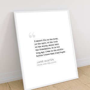 Jane Austen Lecture Citation Orgueil Et Prejuges Inspiration Etsy France