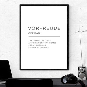 Vorfreude - Stampa artistica di definizione, Arte da parete, Stampa fisica, Decorazione domestica moderna, Design di poster di parole, Nessuna cornice inclusa