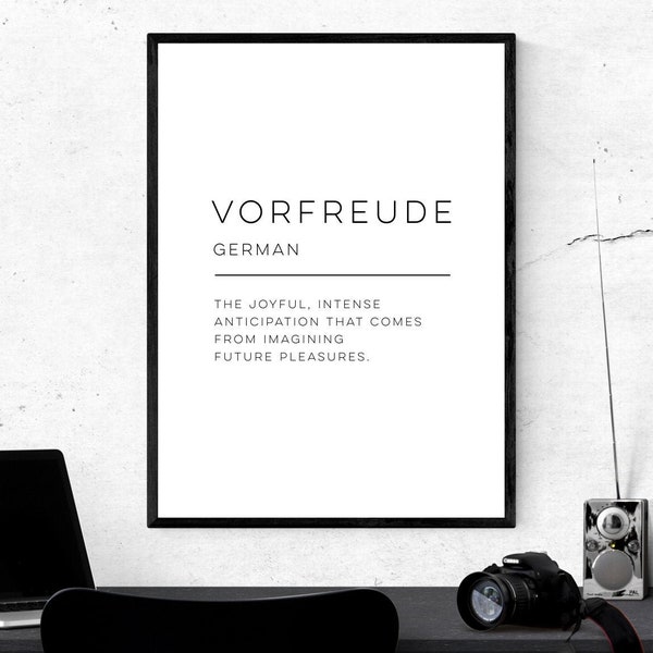 Vorfreude - Définition Art Print, Wall Art, Physical Print, Modern Home Decor, Word Poster Design, No Frame Included