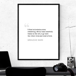 Groucho Marx Quote - Library Printable Poster, Instant Download, Book Home Decor, Digital Wall Art, Modern Print, Bookish Poster Design