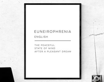 Euneirophrenia - Definition Art Print, Wall Art, Physical Print, Modern Home Decor, Word Poster Design, No Frame Included