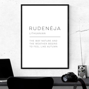 Rudenėja - Définition Art Print, Wall Art, Physical Print, Modern Home Decor, Word Poster Design, No Frame Included