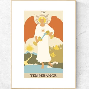 Impressão de carta de tarô de temperança - Cartaz para impressão do baralho de tarô de Rider Waite Smith, impressão de arcanos maiores, download instantâneo