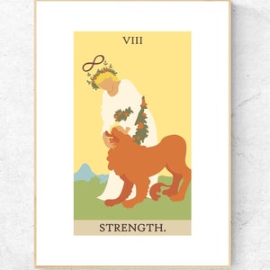 Fuerza Tarot Card Print - Rider Waite Smith Tarot Deck Cartel imprimible, Major Arcana Print, Descarga instantánea