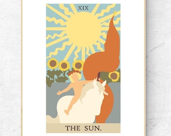 The Sun Tarot Card Print - Rider Waite Smith Tarot Deck Poster, Major Arcana Physical Print, No Frame Included