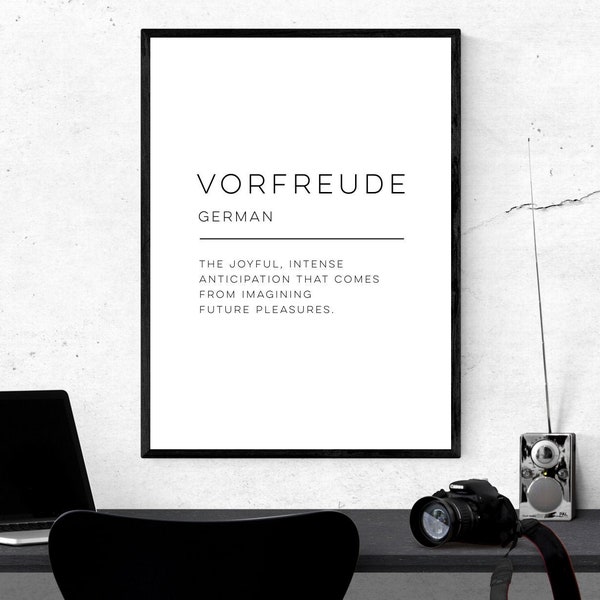 Vorfreude - Définition affiche imprimable, téléchargement instantané, définition home decor, digital wall art, modern art print, Word Poster Design