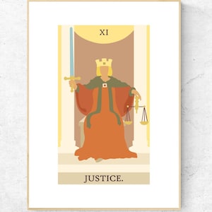 Justicia Tarot Card Print - Rider Waite Smith Tarot Deck Cartel imprimible, Major Arcana Print, Descarga instantánea