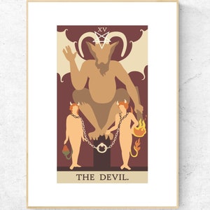 La impresión de la tarjeta del tarot del diablo - Póster de la cubierta del tarot de Rider Waite Smith, impresión física de los arcanos principales, sin marco incluido