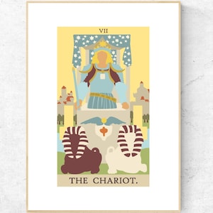 De Chariot Tarot Card Print - Rider Waite Smith Tarot Deck Afdrukbare poster, Major Arcana Print, Instant Download