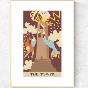 Impressão de carta de tarô da Torre - Pôster para impressão do baralho de tarô de Rider Waite Smith, impressão de arcanos maiores, download instantâneo