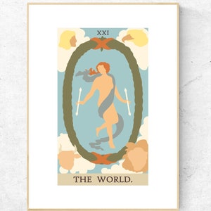 The World Tarot Card Print - Rider Waite Smith Tarot Deck Poster, Major Arcana Physical Print, No incluye marco