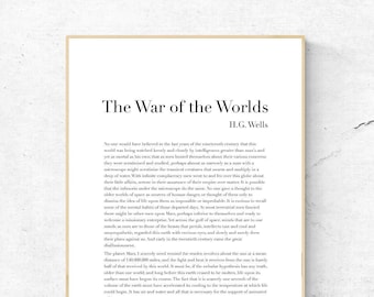 The War of the Worlds by H.G. Wells - First Page - Book Art Print, Literature Wall Art, Physical Print, No Frame Included