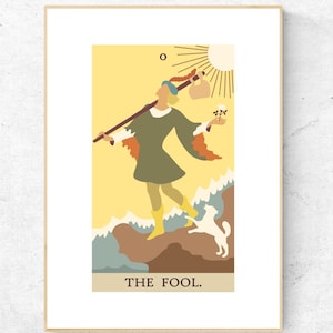 De Fool Tarot Card Print - Rider Waite Smith Tarot Deck Afdrukbare poster, Major Arcana Print, Instant Download