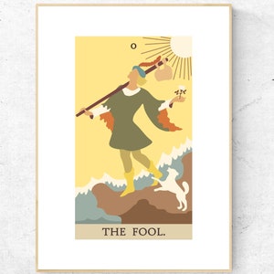 The Fool Tarot Card Print - Rider Waite Smith Tarot Deck Poster, Major Arcana Physical Print, No incluye marco