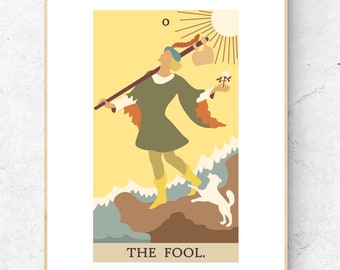 The Fool Tarot Card Print - Rider Waite Smith Tarot Deck Poster, Major Arcana Physical Print, No Frame Included
