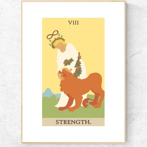 Impresión de tarjeta de tarot de fuerza - Póster de cubierta de tarot de Rider Waite Smith, impresión física de arcana mayor, sin marco incluido