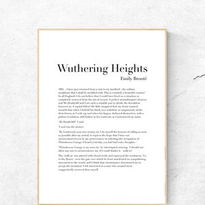 Wuthering Heights by Emily Brontë - First Page - Book Art Print, Literature Wall Art, Physical Print, No Frame Included
