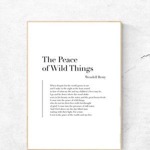 The Peace of Wild Things by Wendell Berry - Quote Art Print, Speech Wall Art, Poem Physical Print, Modern Home Decor, No Frame Included